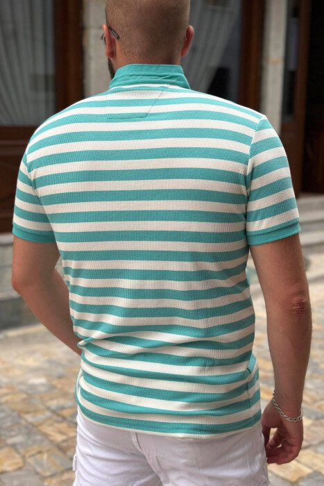 STRIPES TWO COLOR MEN T-SHIRT BLUE STONE/GK - 2