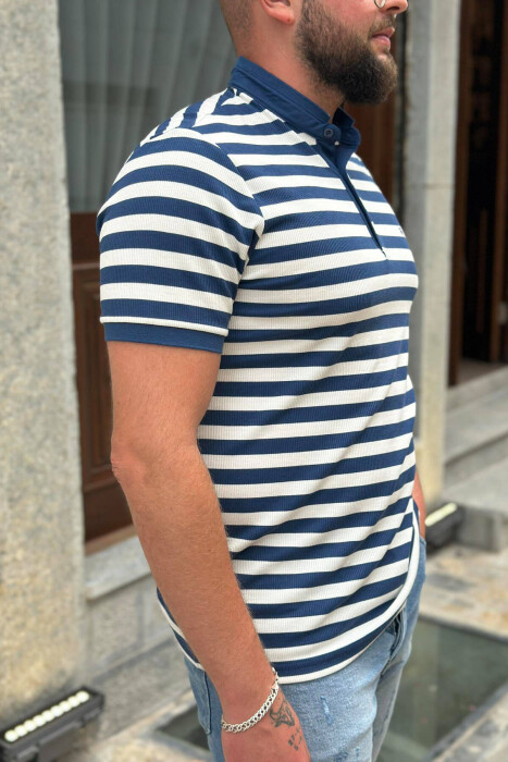 STRIPES TWO COLOR MEN T-SHIRT BLUE/BLU - 2