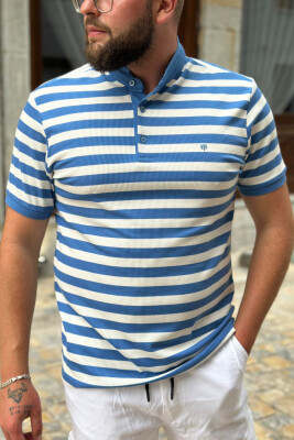 STRIPES TWO COLOR MEN T-SHIRT LIGHTBLUE/BZ 