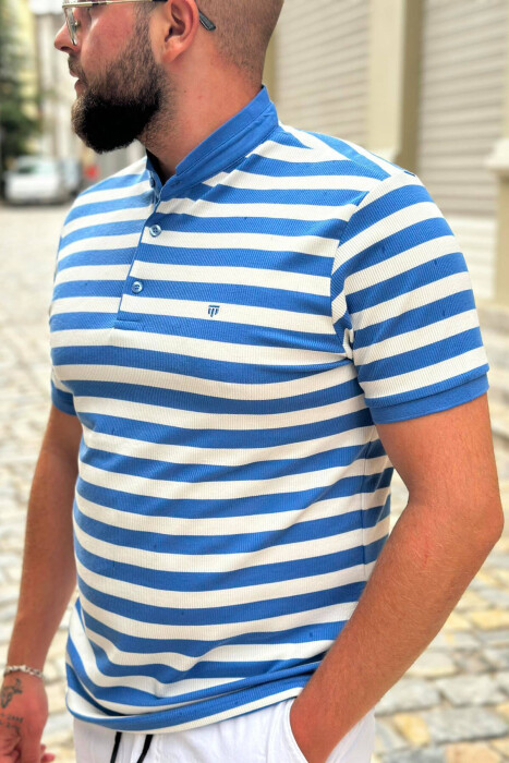 STRIPES TWO COLOR MEN T-SHIRT LIGHTBLUE/BZ - 3