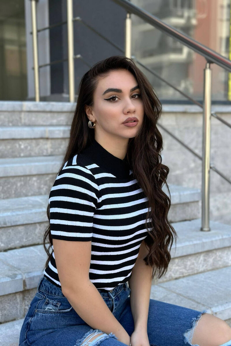 STRIPES WOMEN T-SHIRT BLACK-WHITE/ZEBA - 3