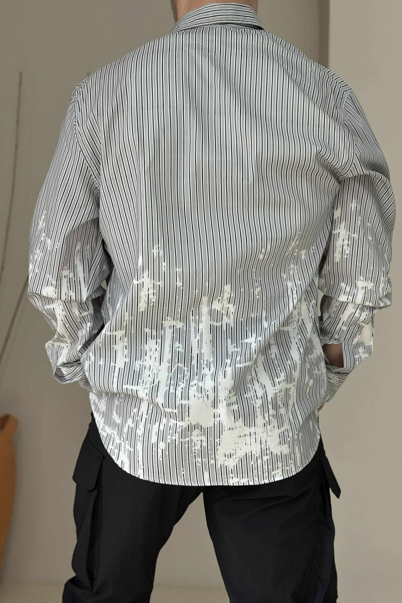 STRIPES WRITTINGS MEN SHIRT LIGHT GREY/GZ - 4