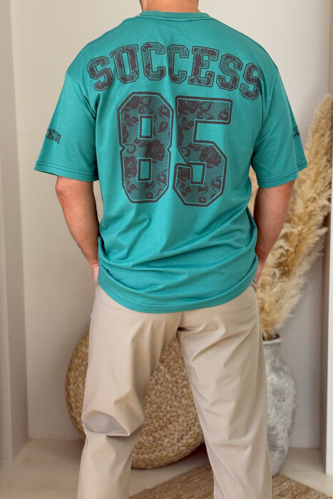 SUCCESS 85 WRITTING SIMPLE MEN T-SHIRT GREEN/JESHILE - 3
