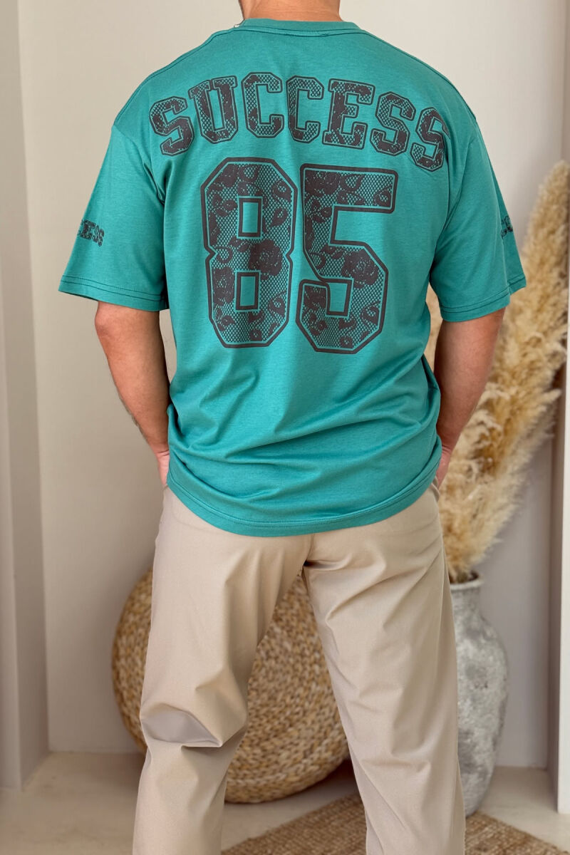 SUCCESS 85 WRITTING SIMPLE MEN T-SHIRT GREEN/JESHILE - 3