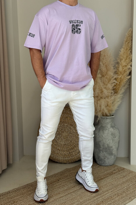 SUCCESS 85 WRITTING SIMPLE MEN T-SHIRT LIGHT PURPLE/LEZB 