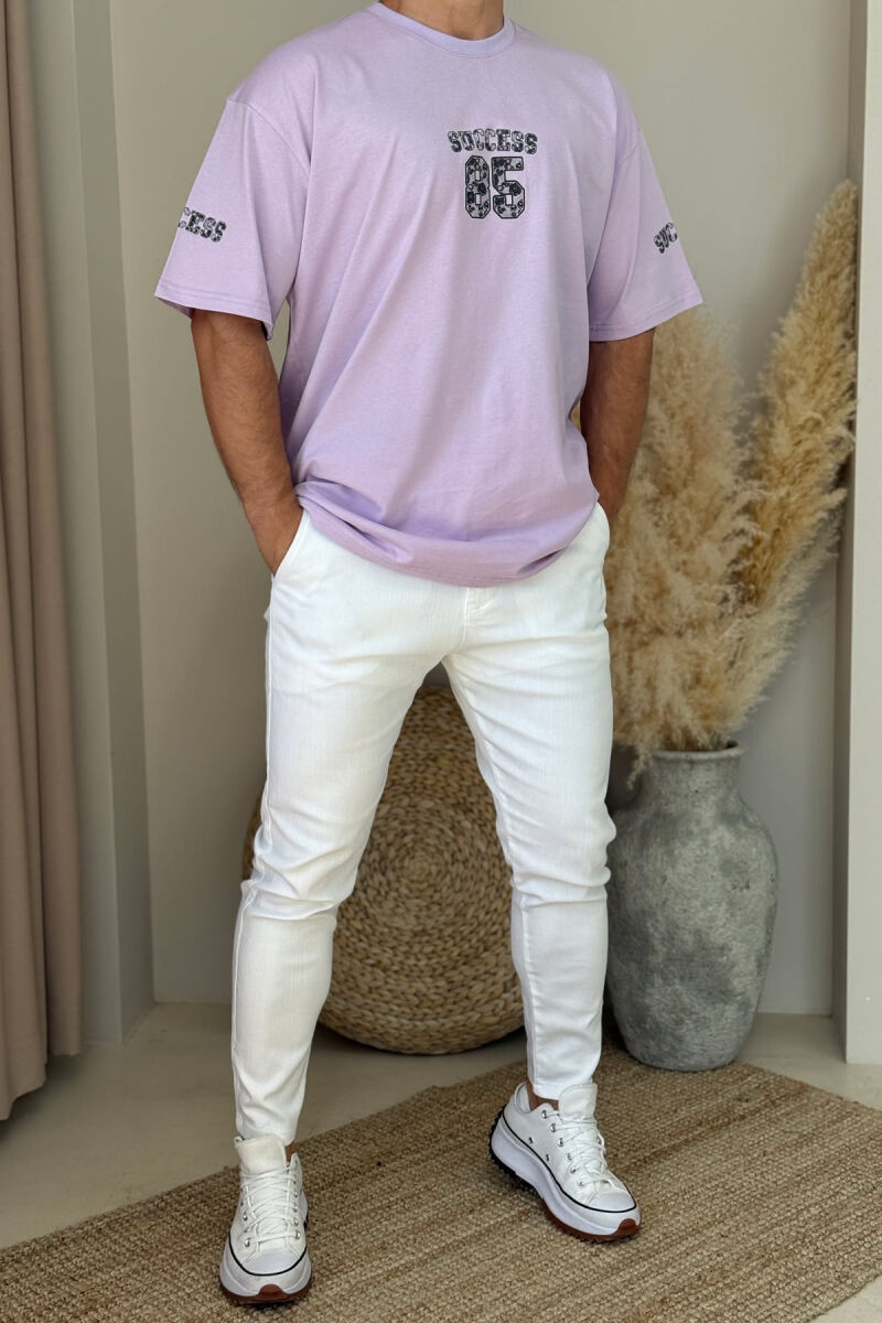 SUCCESS 85 WRITTING SIMPLE MEN T-SHIRT LIGHT PURPLE/LEZB - 1