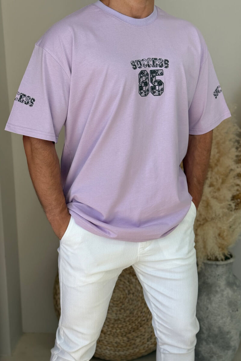 SUCCESS 85 WRITTING SIMPLE MEN T-SHIRT LIGHT PURPLE/LEZB - 2