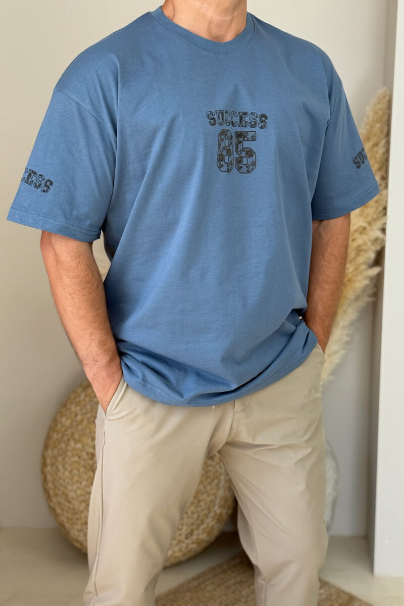 SUCCESS 85 WRITTING SIMPLE MEN T-SHIRT LIGHTBLUE/BZ - 2