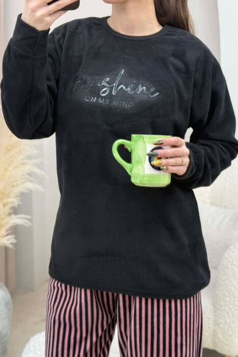 SUNSHINE FRONT WRITTING WOMEN PYJAMAS BLACK/ E ZEZE - 3