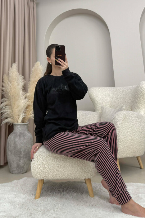 SUNSHINE FRONT WRITTING WOMEN PYJAMAS BLACK/ E ZEZE - KLAUDIO FASHION