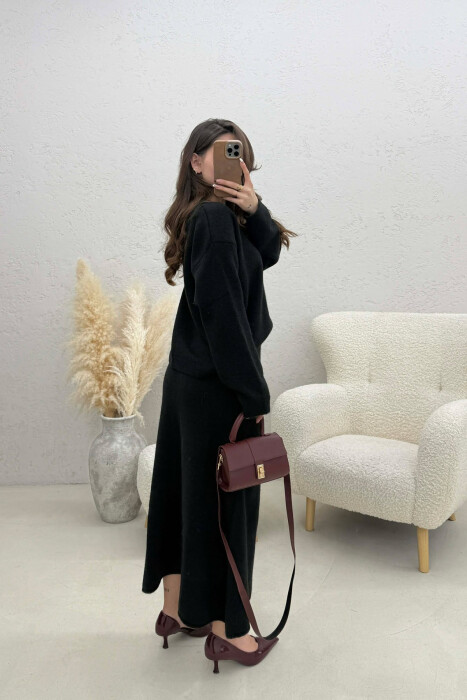 SWEATER+SKIRT SIMPLE KNIT WOMEN SET BLACK/ E ZEZE - 2