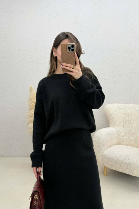 SWEATER+SKIRT SIMPLE KNIT WOMEN SET BLACK/ E ZEZE - 3
