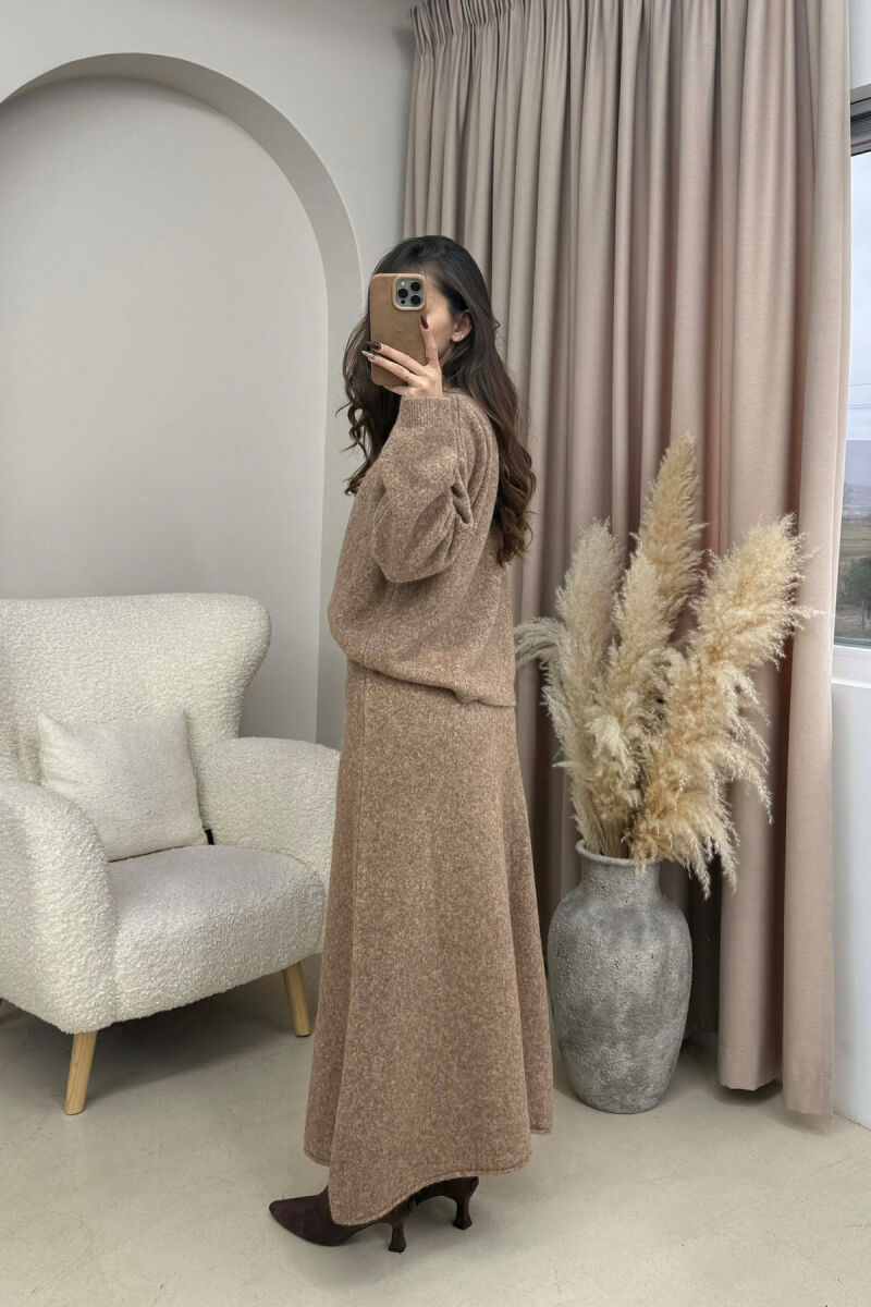 SWEATER+SKIRT SIMPLE KNIT WOMEN SET LIGHT BROWN/KAZB - 3