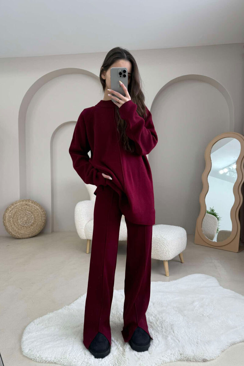 SWEATER+SWEATPANTS SIMPLE WOMEN SET BURGUNDY/VISHNJE - 1