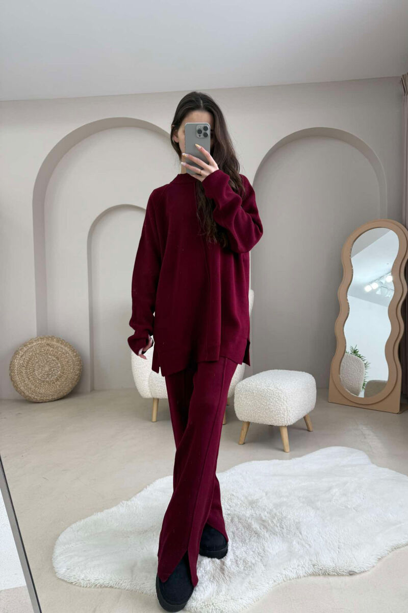 SWEATER+SWEATPANTS SIMPLE WOMEN SET BURGUNDY/VISHNJE - 2