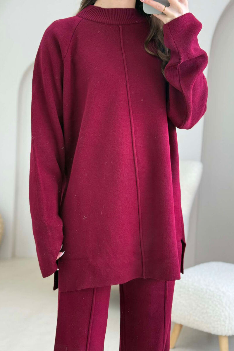 SWEATER+SWEATPANTS SIMPLE WOMEN SET BURGUNDY/VISHNJE - 3