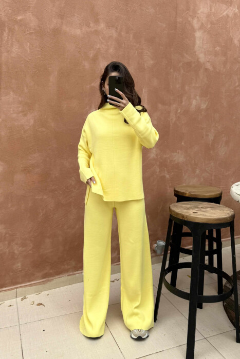 SWEATER+TROUSERS ONE COLOR KNIT WOMEN SET YELLOW/E VERDHE 
