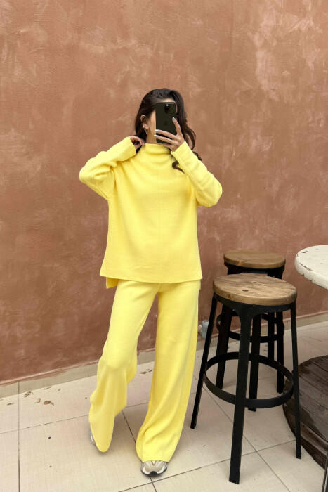 SWEATER+TROUSERS ONE COLOR KNIT WOMEN SET YELLOW/E VERDHE - 2