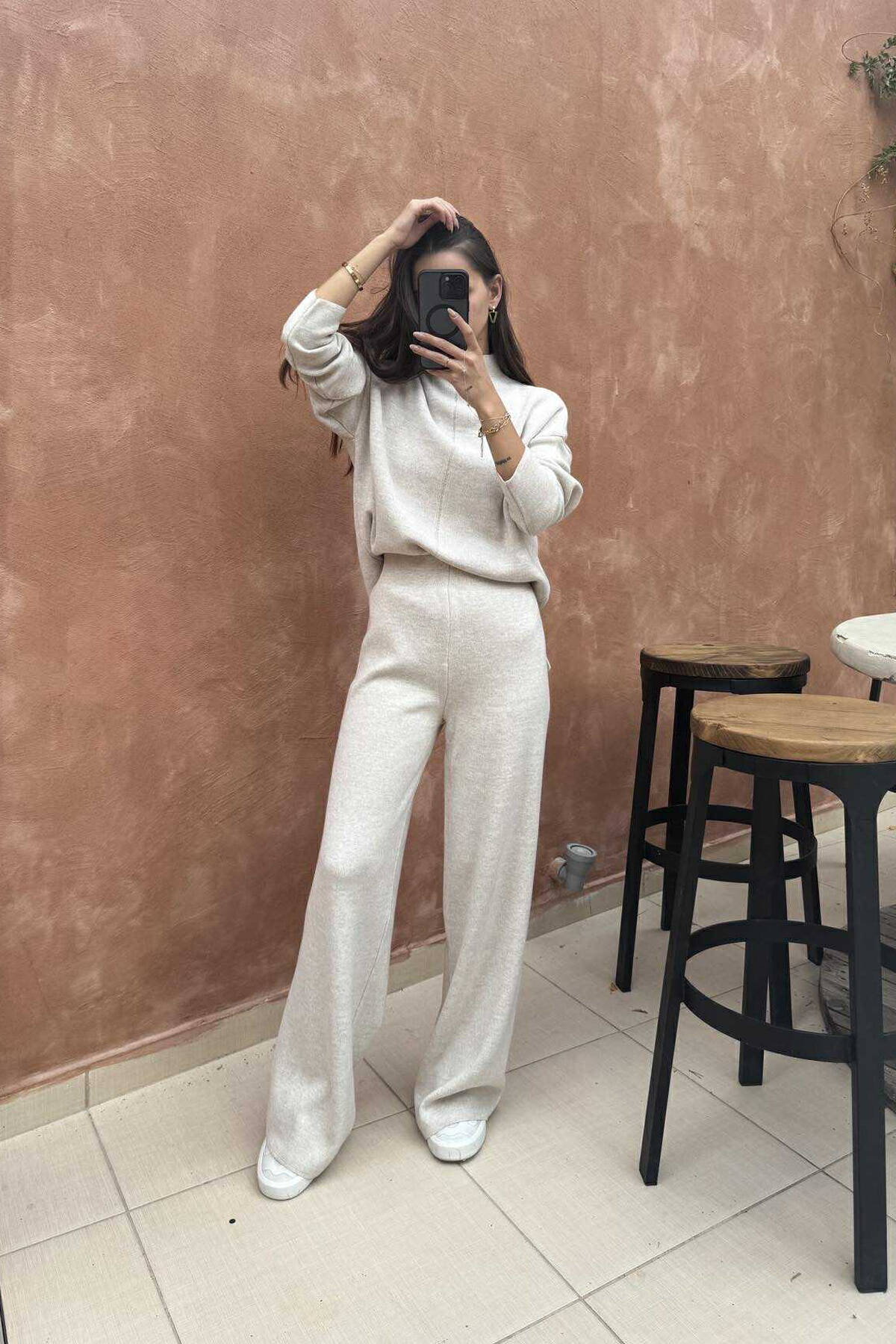 SWEATER+TROUSERS ONE COLOR WOMAN SET BEIGE/BEZHE TWO-PIECE