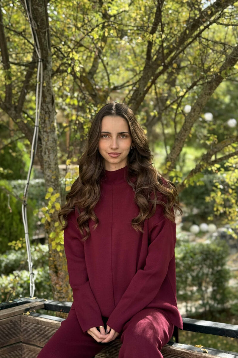 SWEATER+TROUSERS ONE COLOR WOMAN SET BURGUNDY/VISHNJE - 3