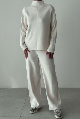 SWEATER+TROUSERS ONE COLOR WOMAN SET CREAM/KREM 