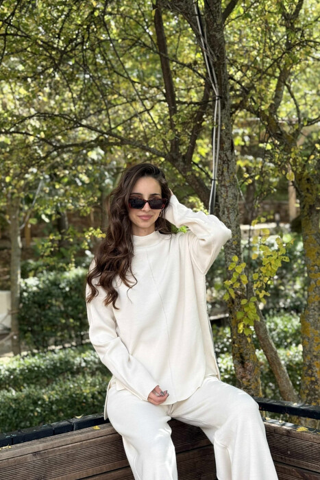 SWEATER+TROUSERS ONE COLOR WOMAN SET CREAM/KREM - 2