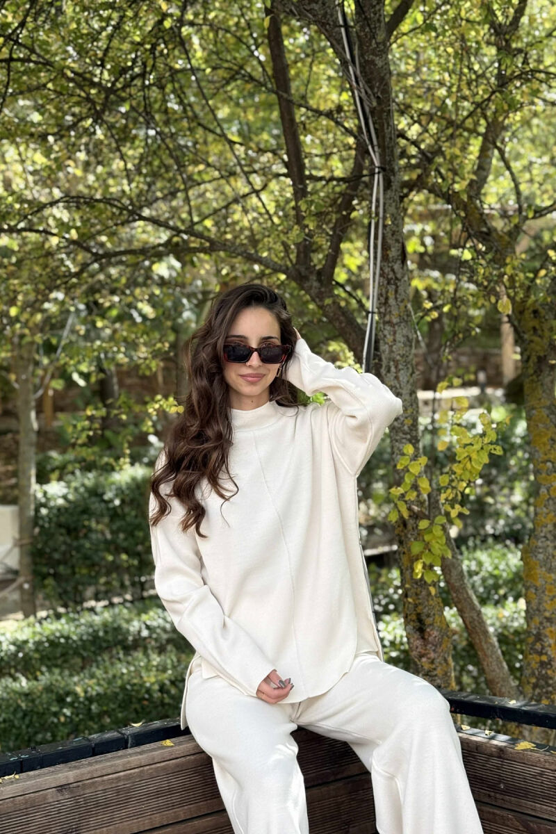 SWEATER+TROUSERS ONE COLOR WOMAN SET CREAM/KREM - 2