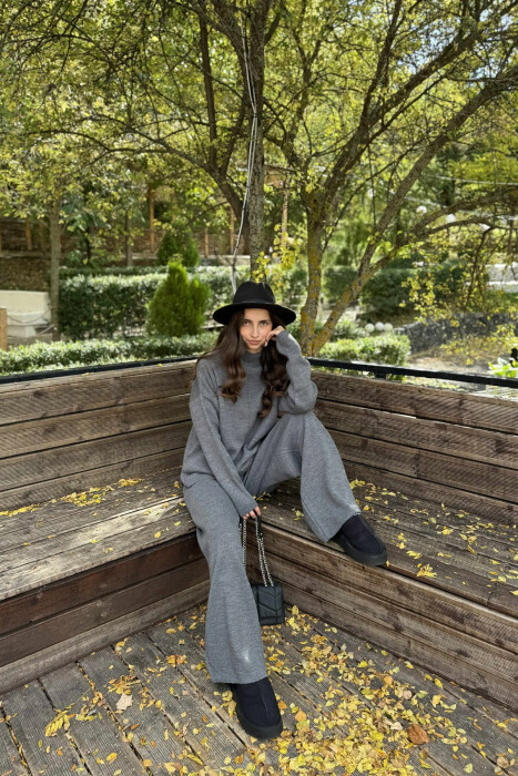 SWEATER+TROUSERS ONE COLOR WOMAN SET DARK GREY/GEE - 3