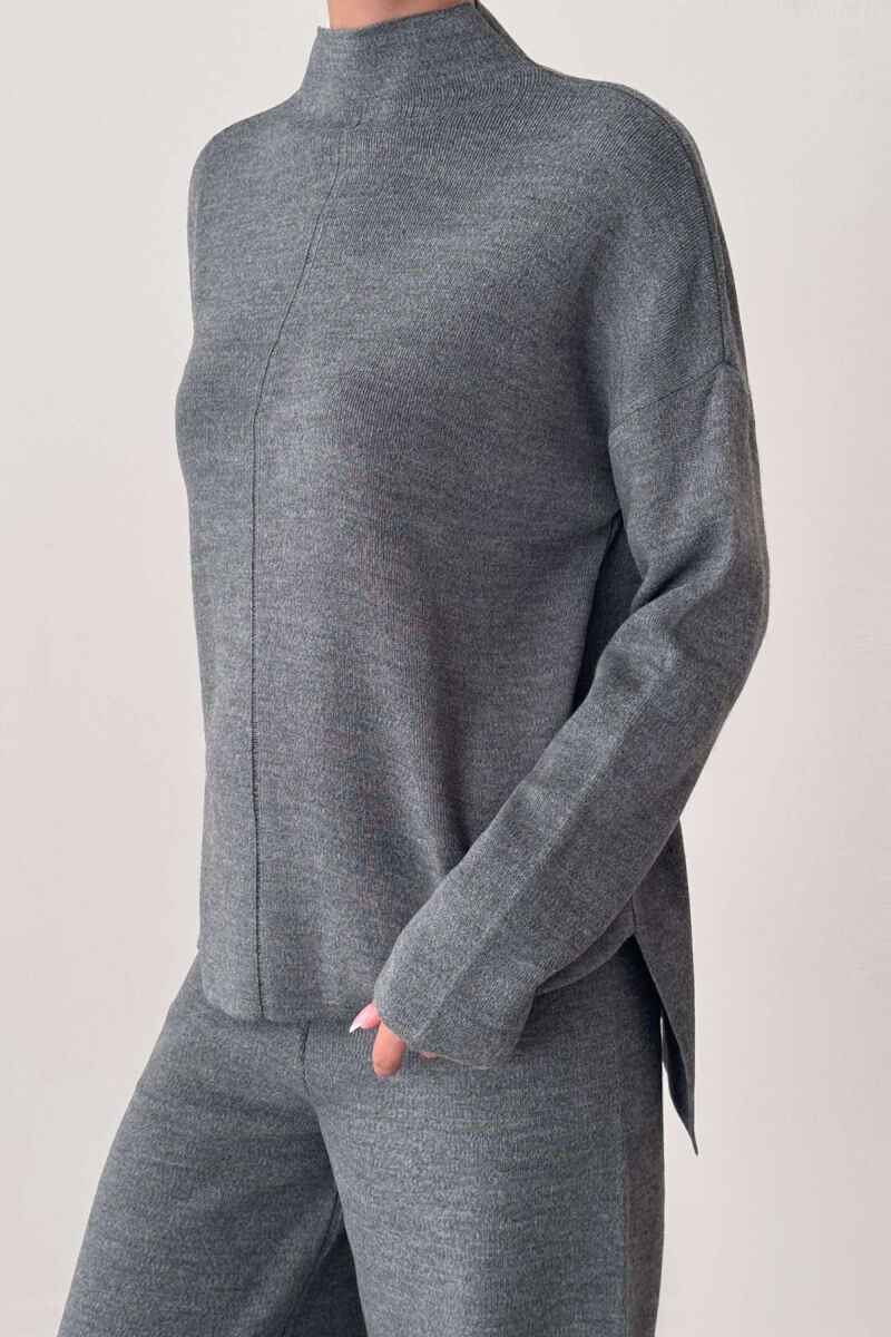 SWEATER+TROUSERS ONE COLOR WOMAN SET DARK GREY/GEE - 2