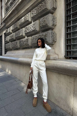 SWEATER+TROUSERS ONE COLOR WOMAN SET WHITE-E BARDHE 