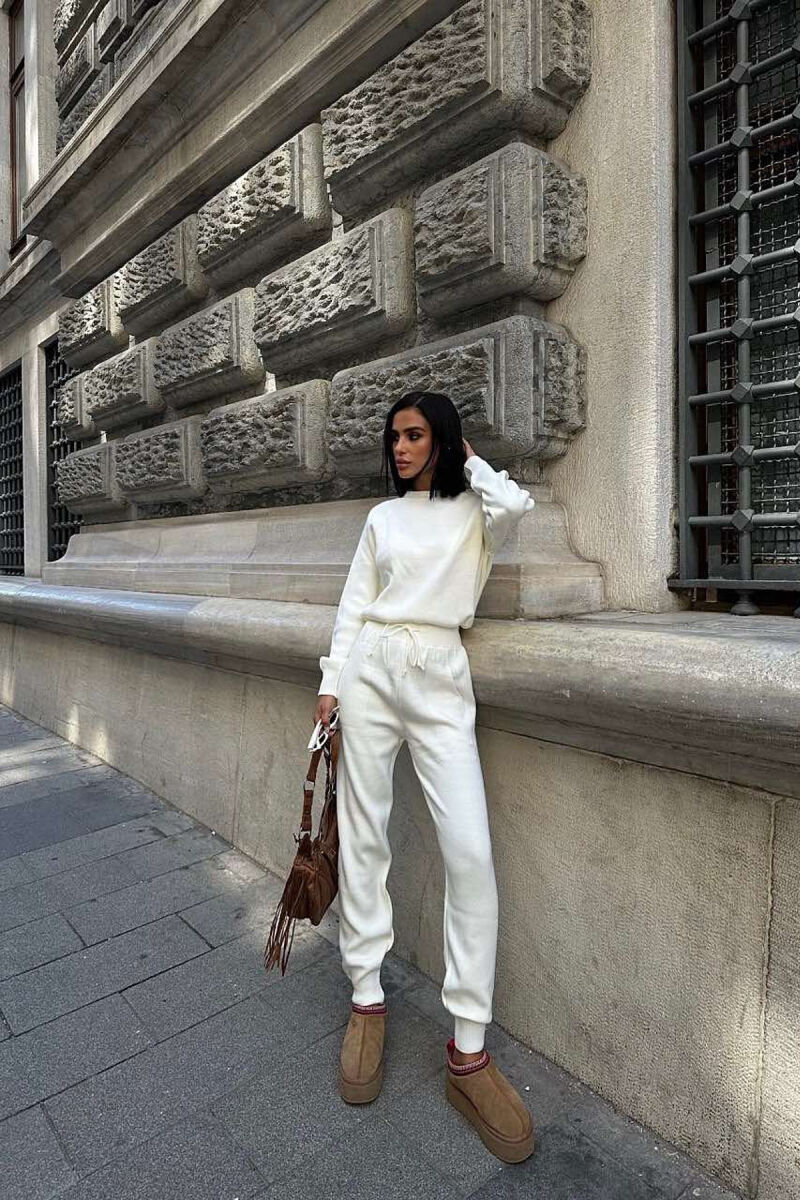 SWEATER+TROUSERS ONE COLOR WOMAN SET WHITE-E BARDHE - 1