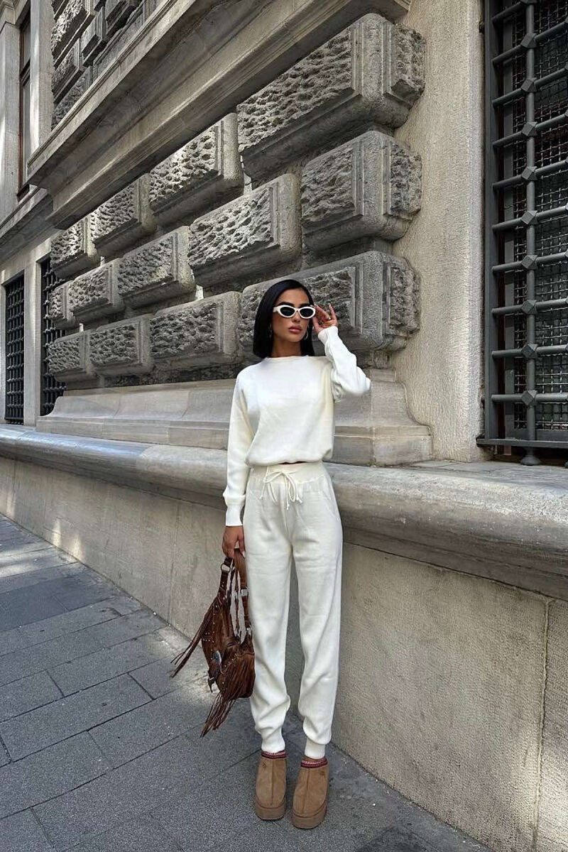 SWEATER+TROUSERS ONE COLOR WOMAN SET WHITE-E BARDHE - 2