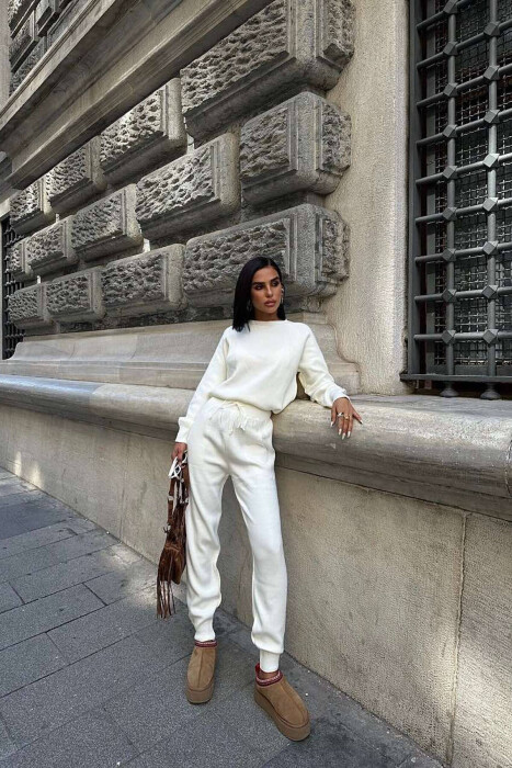 SWEATER+TROUSERS ONE COLOR WOMAN SET WHITE-E BARDHE - 7