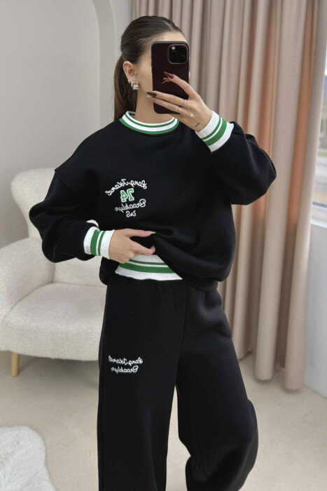 SWEATSHIRT+SWEATPANTS FLUFFY WOMEN SET BLACK/ E ZEZE - 3