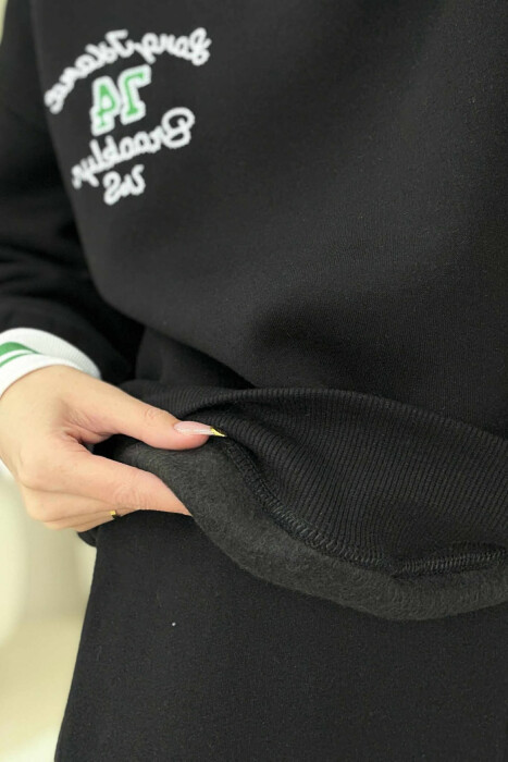 SWEATSHIRT+SWEATPANTS FLUFFY WOMEN SET BLACK/ E ZEZE - 4