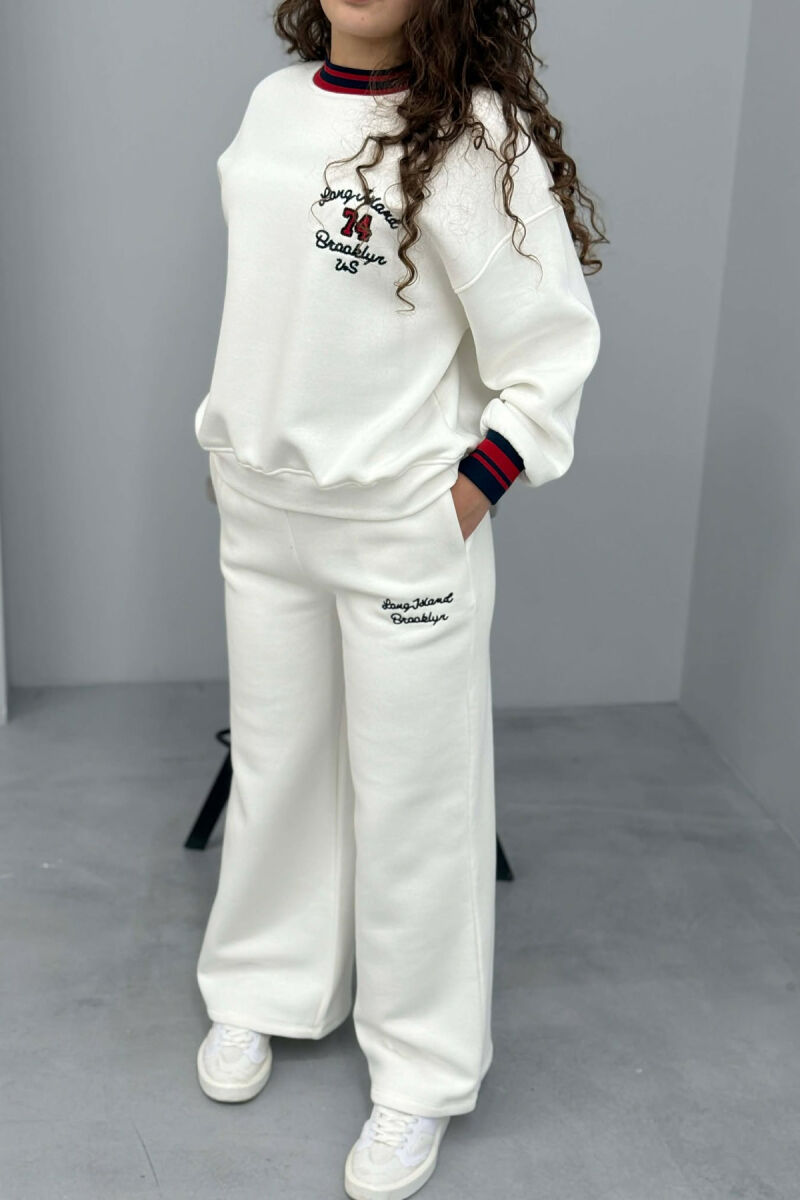 SWEATSHIRT+SWEATPANTS FLUFFY WOMEN SET WHITE-E BARDHE - 7