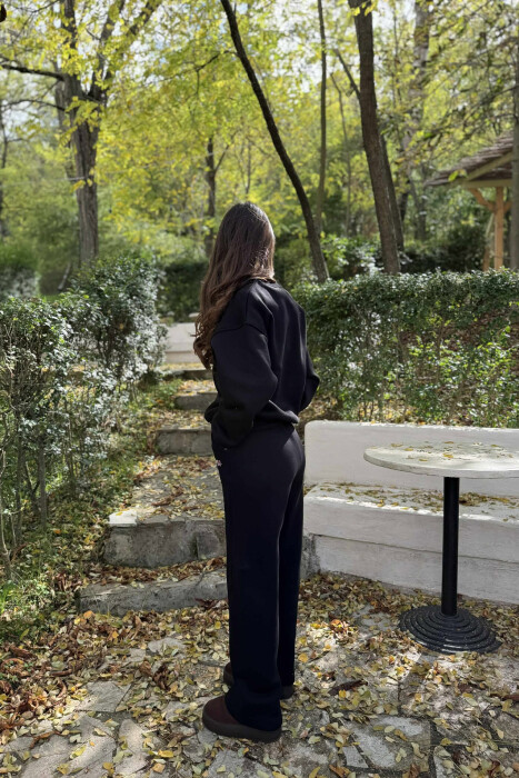 SWEATSHIRT+SWEATPANTS WRITTINGS FLUFFY WOMEN SET BLACK/ E ZEZE - 6