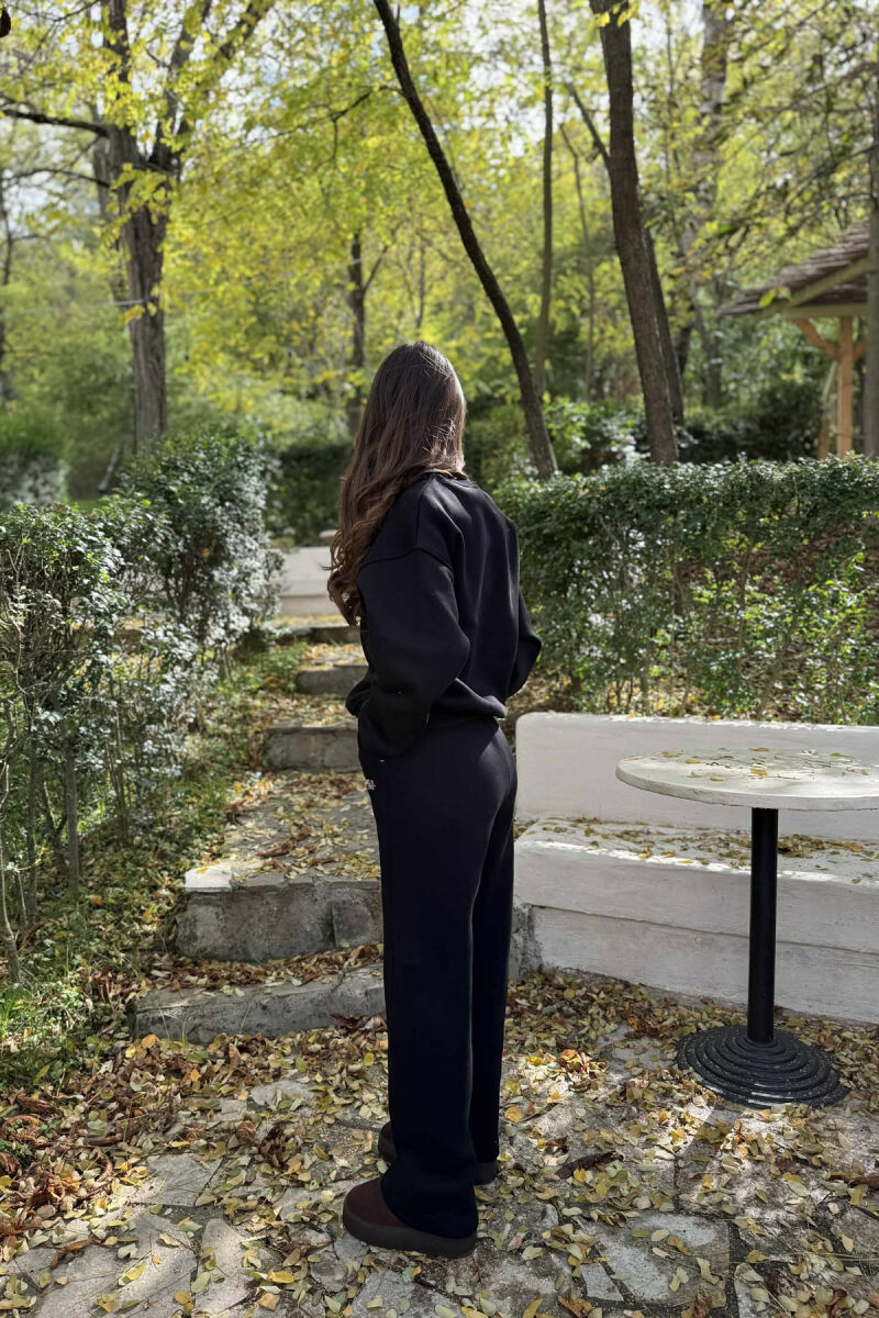 SWEATSHIRT+SWEATPANTS WRITTINGS FLUFFY WOMEN SET BLACK/ E ZEZE - 6