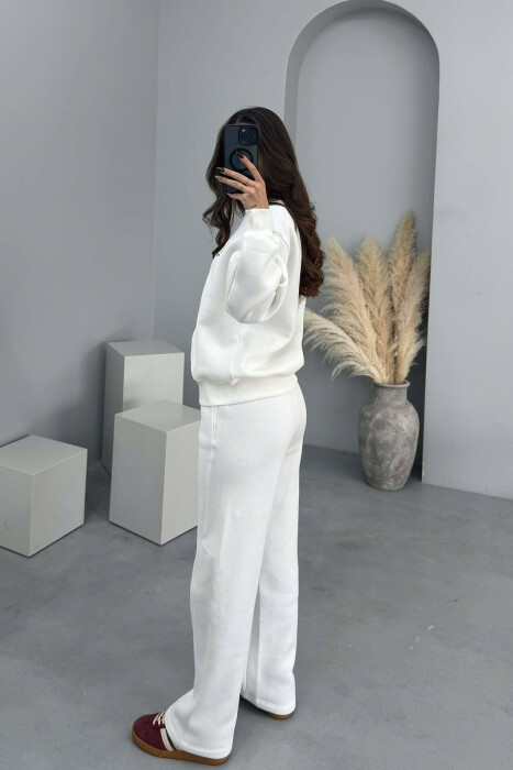 SWEATSHIRT+SWEATPANTS WRITTINGS FLUFFY WOMEN SET WHITE-E BARDHE - 3