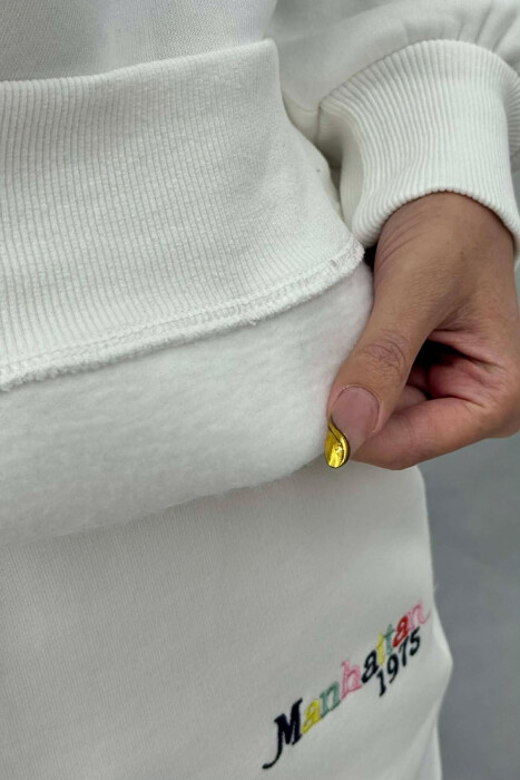 SWEATSHIRT+SWEATPANTS WRITTINGS FLUFFY WOMEN SET WHITE-E BARDHE - 5