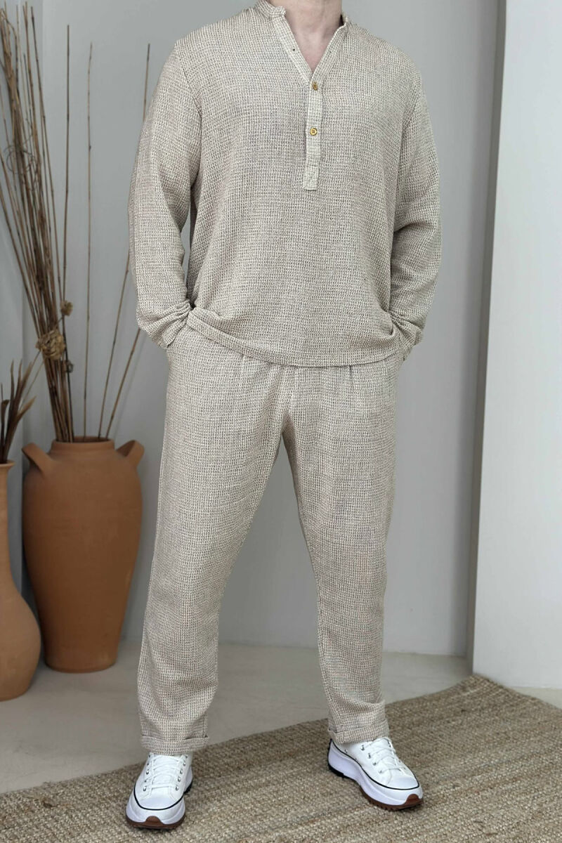 SWEATSHIRT+TROUSERS ONE COLOR MEN SET BEIGE/BEZHE - 1