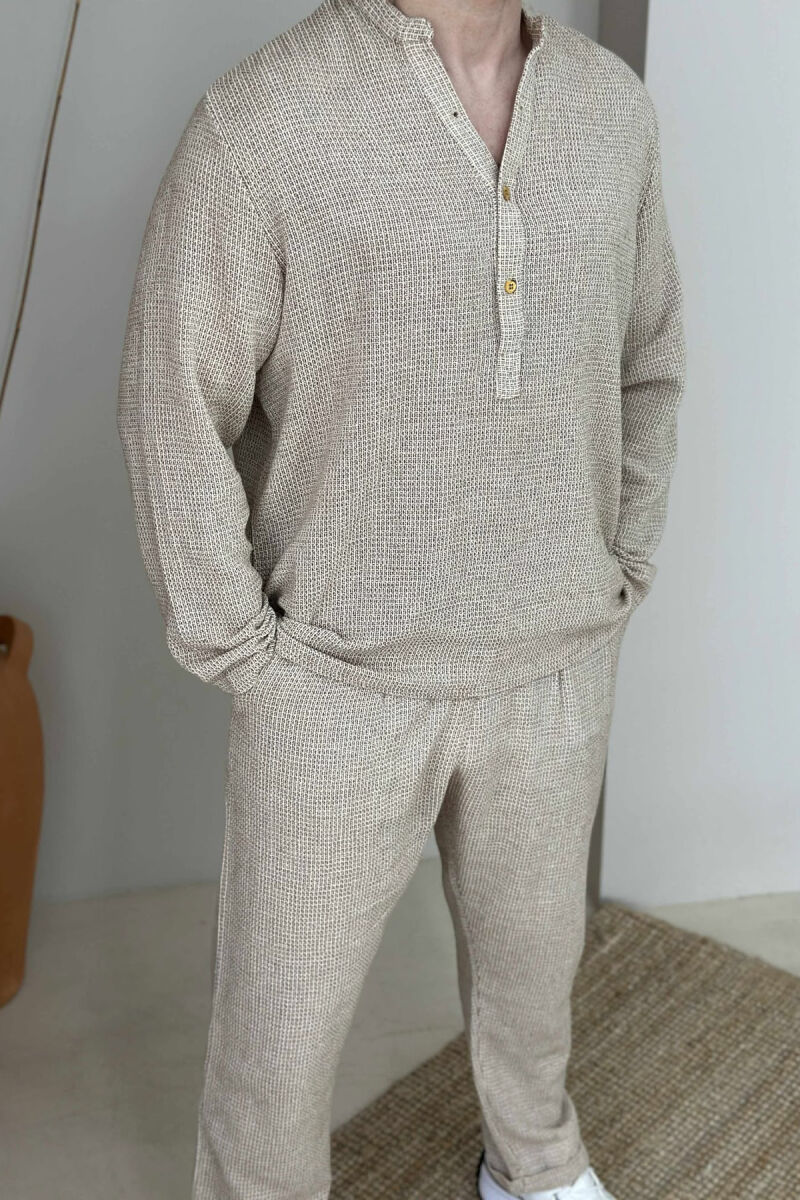 SWEATSHIRT+TROUSERS ONE COLOR MEN SET BEIGE/BEZHE - 4