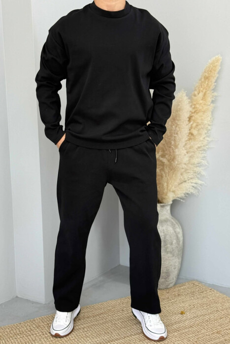 SWEATSHIRT+SWEATPANTS ONE COLOR MEN SET BLACK/ E ZEZE 