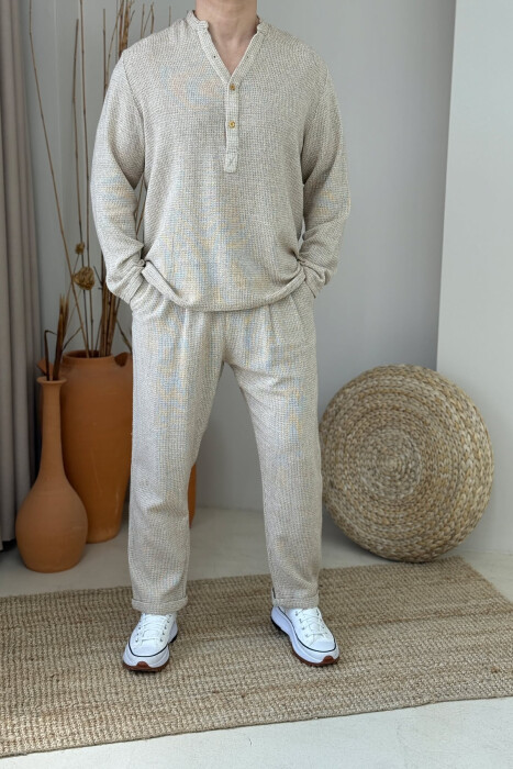 SWEATSHIRT+TROUSERS ONE COLOR MEN SET DARK BEIGE/BEZHE ERRET - 4