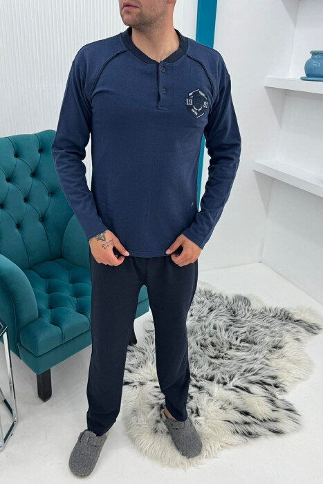 SWEATSHIRT+TROUSERS SMALL LOGO MEN PYJAMAS BLUE/BLU - 1