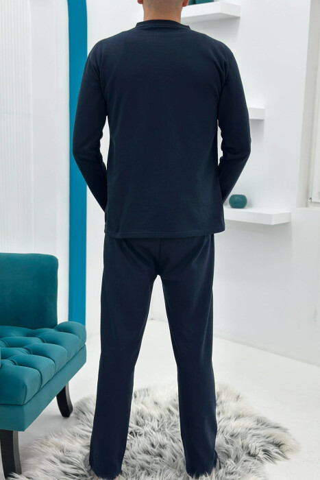 SWEATSHIRT+TROUSERS SMALL LOGO MEN PYJAMAS DARK BLUE/BEE - 9