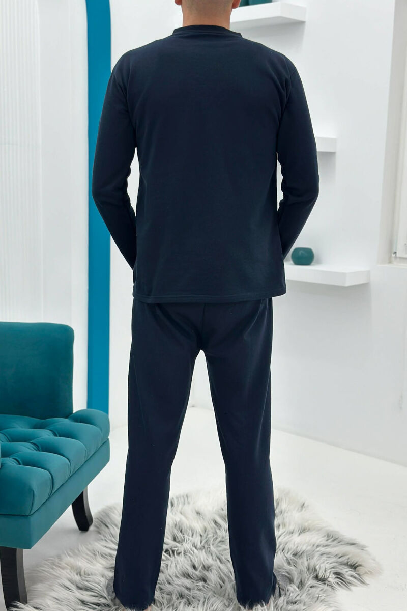 SWEATSHIRT+TROUSERS SMALL LOGO MEN PYJAMAS DARK BLUE/BEE - 9