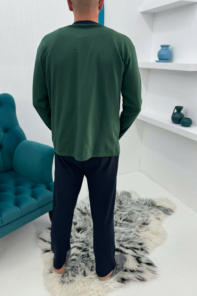 SWEATSHIRT+TROUSERS SMALL LOGO MEN PYJAMAS GREEN/JESHILE - 4