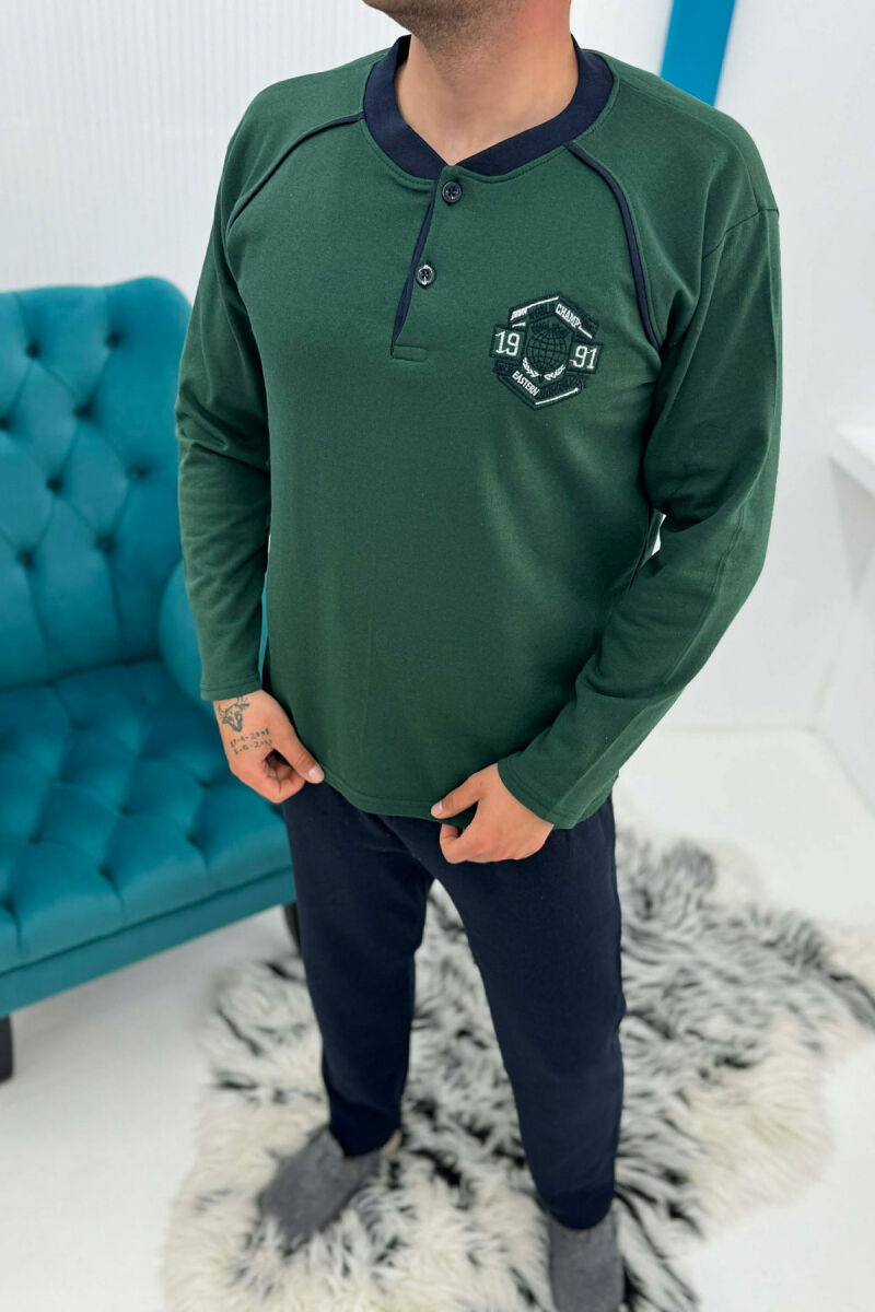 SWEATSHIRT+TROUSERS SMALL LOGO MEN PYJAMAS GREEN/JESHILE - 2