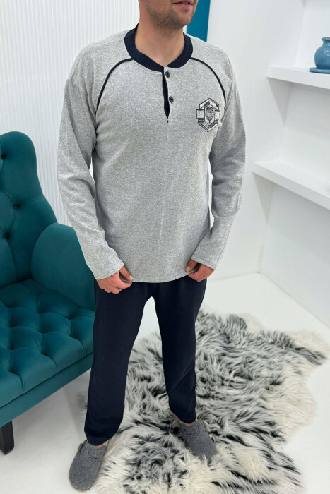 SWEATSHIRT+TROUSERS SMALL LOGO MEN PYJAMAS LIGHT GREY/GZ 